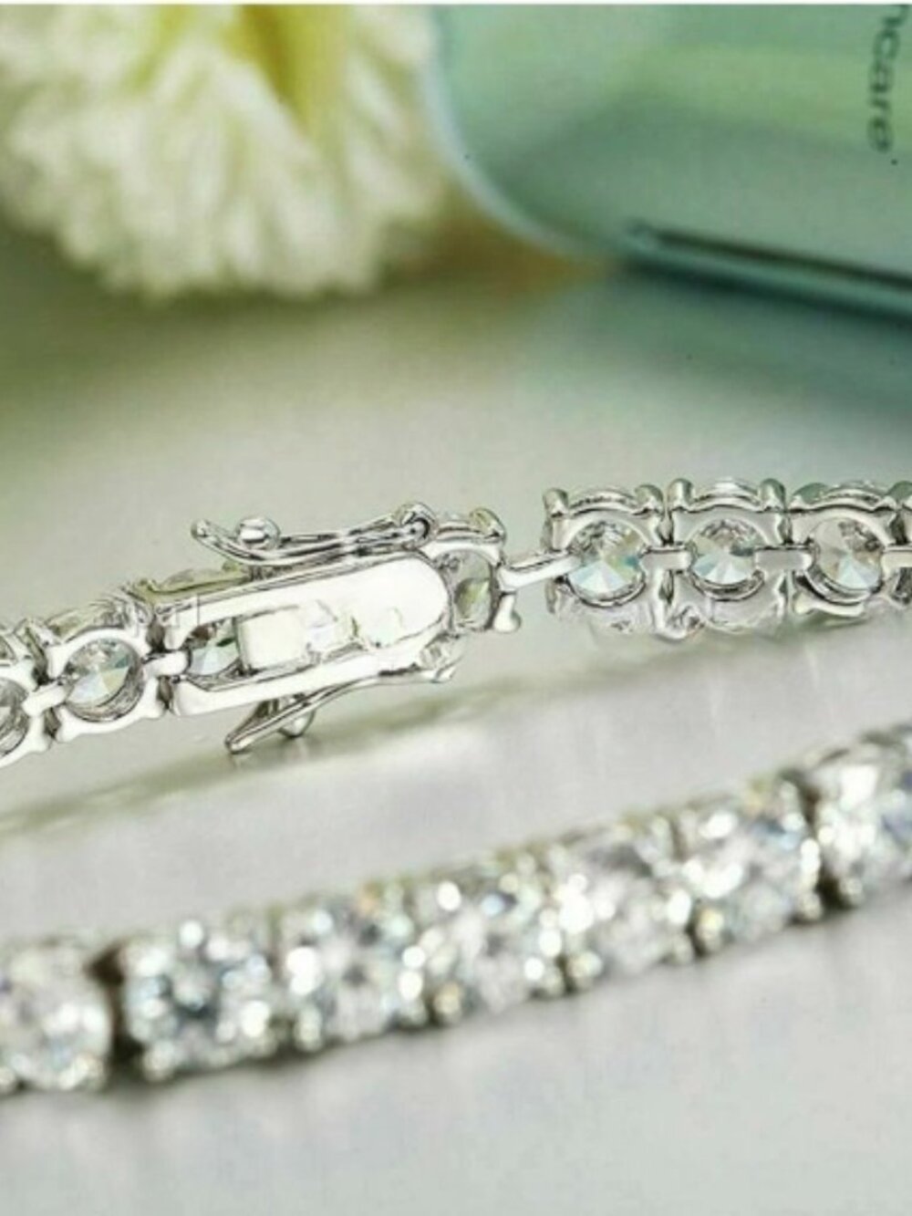 7" Inch Tennis Wedding Bracelet 7 CT Round Brilliant Cut Solid 14K White Gold